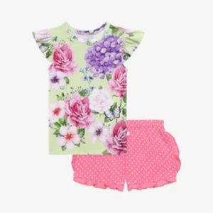 Posh Peanut Georgina Ruffled Cap Sleeve Top Ruffled Short Set